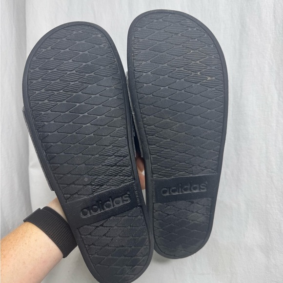 Adidas Adilette Black White Stripe Slides Men’s Size 12 - Picture 5 of 6